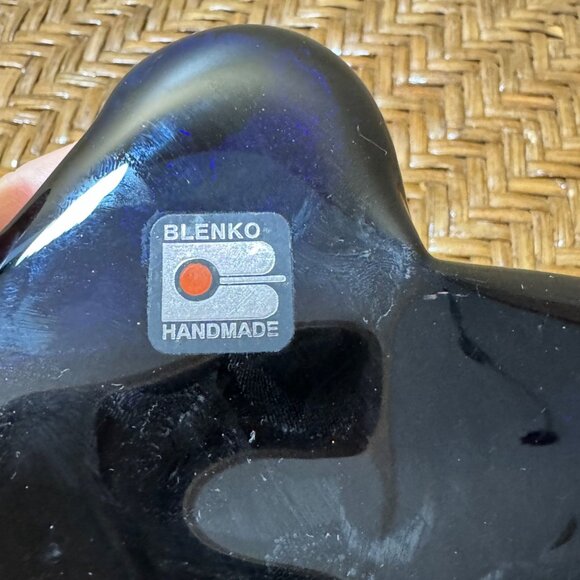 Blenko Handmade Blue Glass Duck Paperweight - Picture 9 of 9